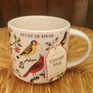 Cavallini & Co. Coffee Tea Ceramic Mug Vintage Birds Spring Theme